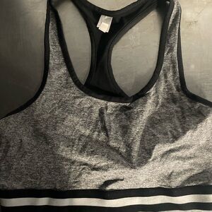 Bongo Gray and Black Women's Racerback sports Bra Top Large